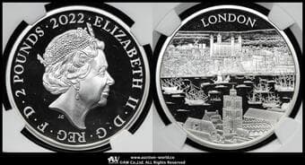 GREAT BRITAIN Elizabeth II エリザベス2世(1952~2022) 2Pounds in Silver 2022 S-CV1 都市の景観シリーズ...