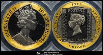 ISLE OF MAN マン島 Crown in Gold 1990 Fr-59 KM-267b ペニー・ブラック発行150周年 製造1,000枚...