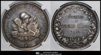ITALY Kingdom 統一王国(1861~1946) AR Medal 1881-Dated ヴェルチェッリ美術学院 授賞銀メダル(C....