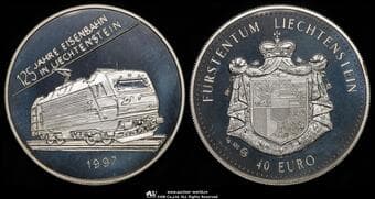 LIECHTENSTEIN リヒテンシュタイン Fantasy 40Euro 1997 KM-未載 鉄道開通125周年 製造350枚...