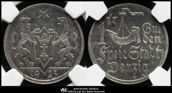POLAND Danzig ダンツィヒ Gulden 1923 KM-145 星と帆船 プルーフは稀少品 Ⓡ NGC-PF66 Proof -FDC