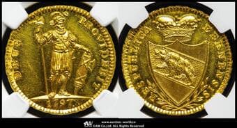 SWITZERLAND Bern ベルン 2Duplone 1797 Fr-186 KM-147 騎士立像(15.22g 90.0%) NGC-MS61 AU