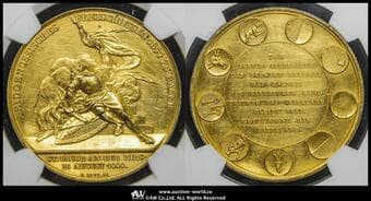 SWITZERLAND Shooting Festival 射撃祭 Medal(So-called Taler)in Gilt-AE 1844 R-87c バーゼル by Antoine Bovy...