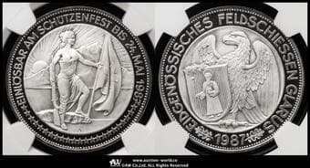SWITZERLAND Shooting Festival 射撃祭 50Francs 1987A KM-S28 MH-31a グラールス 製造3,200枚 NGC-PF70 Ultra...