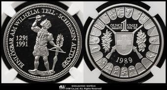 SWITZERLAND Shooting Festival 射撃祭 Unze(50Francs) in Palladium 1989 MH-38a...