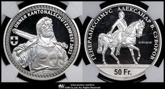 SWITZERLAND Shooting Festival 射撃祭 50Francs 2022 Hab-116a ウリ 製造1000枚 NGC-PF70 Ultra Cameo Proof