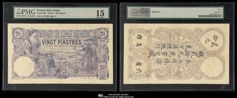 FRENCH INDO-CHINA フランス領インドシナ Banque de l'Indo-Chine 20Piastres 1917 P-38b(F$225)...