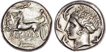 Ancient Coins Sicily, Syracuse, Second Democracy (c. 466-405 BC) AR Tetradrachm, struck from unsigned dies in the style...