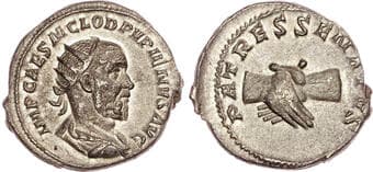 Coins Pupienus (AD 238) Silver Antoninianus, Rome, 5.35g. IMP CAES PVPIEN MAXIMVS AVG, radiate, draped and cuirassed...