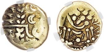 Ancient Coins Belgae (c. 60-20 BC) AV Stater, British B 'Chute' type, 5.95g. Abstract head of Apollo right. Rev:...