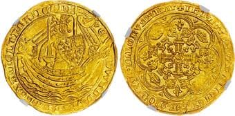 British Coins Edward III (1327-1377), AV Noble, Fourth Coinage, Pre-treaty period (1351-61). NGC MS62. Tower (London)...