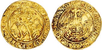 British Coins Henry VIII (1509-1547), AV Angel, First Coinage (1509-26), Tower (London) mint, mm. castle. St. Michael...