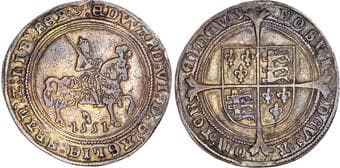 British Coins Edward VI (1547‐1553), AR Halfcrown, 1551, Third Period, Fine Silver Issue (1551‐3), mm. Y. King...