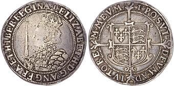 British Coins Elizabeth I (1558‐1603), AR Halfcrown, Seventh Issue, Tower (London) mint, mm. 1 (1601). Crowned bust...