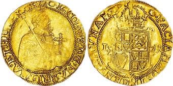 British Coins James I (1603-1625), AV Unite, Second Coinage, Tower (London) mint, mm. tun (1615-16). Crowned and...