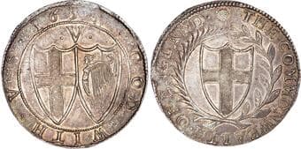 British Coins Commonwealth (1649‐1660) AR Crown, 1656/4, Tower (London) mint, mm. sun. Arms of England, wreath...