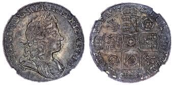 British Coins George I (1714‐1727), AR Halfcrown, 1715 SECVNDO. NGC MS62 (Ex. Cope) Laureate bust right, Rev. Crowned...