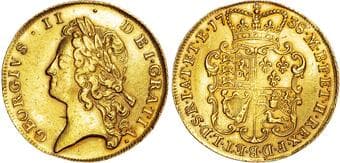 British Coins George II (1727-1760), AV Two Guineas, 1738. Laureate bust left, repositioned legend, Rev. Crowned and...