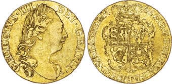 British Coins George III (1760-1820), AV Guinea, 1785. Fourth laureate head right, Rev. Crowned and garnished shield,...