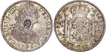 British Coins George III (1760-1820), Emergency Issues (1797-99), Countermarked AR Dollar (8 Reales) of Charles IV,...