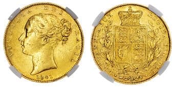 British Coins Victoria (1837-1901), AV Sovereign, 1841, unbarred As in GRATIA, without centre stroke. NGC AU 53 First...