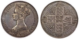 British Coins Victoria (1837‐1901), AR Proof 'Gothic' Crown, 1847 mdcccxlvii UNDECIMO. PCGS PR58 Crowned 'gothic'...