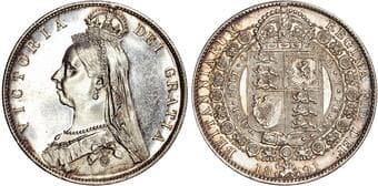 British Coins Victoria (1837-1901), AR Halfcrown, 1891. Crowned 'Jubilee' bust left, Rev. Crowned square-topped coat...