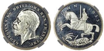 British Coins George V (1910-1936), AR Proof Crown, 1935, Silver Jubilee Commemorative Issue. NGC PF 63 CAMEO Bare head...