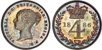 British Coins Victoria (1837-1901), AR Maundy Set, 1886. Consisting of Fourpence, Threepence, Twopence, and Penny....