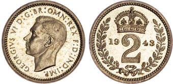 British Coins George VI (1936-1952), Maundy Set, 1943, First Coinage. Consisting of Fourpence, Threepence, Twopence,...