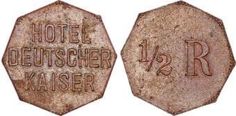 World Coins German East Africa, Tanga, Hotel Deutscher Kaiser, set of copper tokens (3) German East Africa, Tanga,...