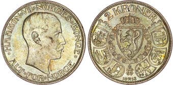 World Coins Norway, Haakon VII (1905-1957), silver 2 Kroner, 1913 Norway, Haakon VII (1905-1957), silver 2 Kroner,...