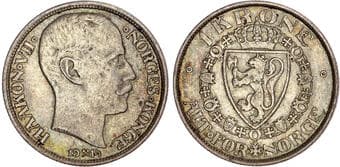 World Coins Norway, Haakon VII (1905-1957), silver Krone, 1914 Norway, Haakon VII (1905-1957), silver Krone, 1914,...