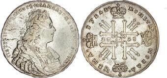 World Coins Russia, Peter II (1727-1730), silver Rouble, 1728 Russia, Peter II (1727-1730), silver Rouble, 1728, with...