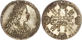 World Coins Russia, Peter II (1727-1730), silver Rouble, 1728 Russia, Peter II (1727-1730), silver Rouble, 1728, with...