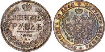 World Coins Russia, Nicholas I (1825-1855), silver Rouble, 1841 Russia, Nicholas I (1825-1855), silver Rouble, 1841...