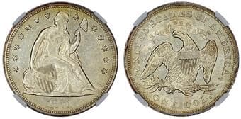 World Coins USA, Seated Liberty silver Dollar, 1871 - AU 55 USA, Seated Liberty silver Dollar, 1871, Philadelphia mint,...