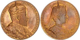 Medals & Medallions Edward VII 1902-1910. Coronation 1902, Copper medal in official box of issue by G.W. de Saulles....