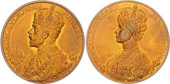 Medals & Medallions George V 1911-1936, Coronation 1911, Copper Medal in official box of issue by B. Mackennel. Draped...