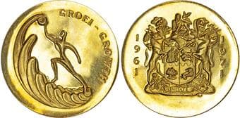 Medals & Medallions South Africa Tenth Anniversary of the Republic of South Africa, 1971. Gold medal by T Sasseen and C...