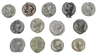 Iron Age Coins from the Collection of Geoff Cottam
British Iron Age, CANTII, cast Potin Units (13), Thurrock MA type,...