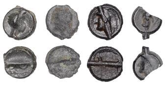 Iron Age Coins from the Collection of Geoff Cottam
British Iron Age, CANTII, cast Potin Unit, Degraded type, degraded...