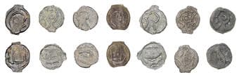 Iron Age Coins from the Collection of Geoff Cottam
British Iron Age, CANTII, cast Potin Unit, Curved Bull type,...
