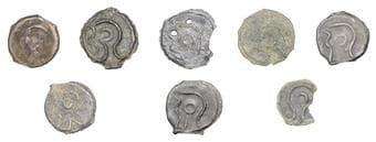 Iron Age Coins from the Collection of Geoff Cottam
British Iron Age, CANTII, cast Potin Unit, Curved Bull type,...