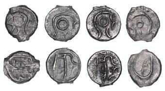 Iron Age Coins from the Collection of Geoff Cottam
British Iron Age, CANTII, cast Potin Units (4), Striations Left...