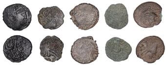 Iron Age Coins from the Collection of Geoff Cottam
British Iron Age, REGINI, Uninscribed issues, bronze Units (5),...