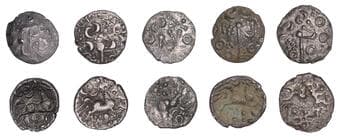 Iron Age Coins from the Collection of Geoff Cottam
British Iron Age, DOBUNNI, Uninscribed issues, silver Units (5),...
