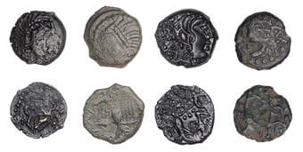 Iron Age Coins from Various Properties
Continental Iron Age, GAUL, Carnutes, bronze Units (4), stylised head right,...