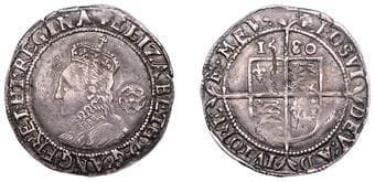 English Hammered Coins from Various Properties
Elizabeth I (1558-1603), Fifth issue, Sixpence, 1580, mm. Latin cross,...