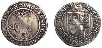 English Hammered Coins from Various Properties
James I (1603-1625), Third coinage, Shilling, sixth bust, mm. lis,...